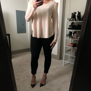 Banana Republic Peach Side Slit Long Sleeve Top